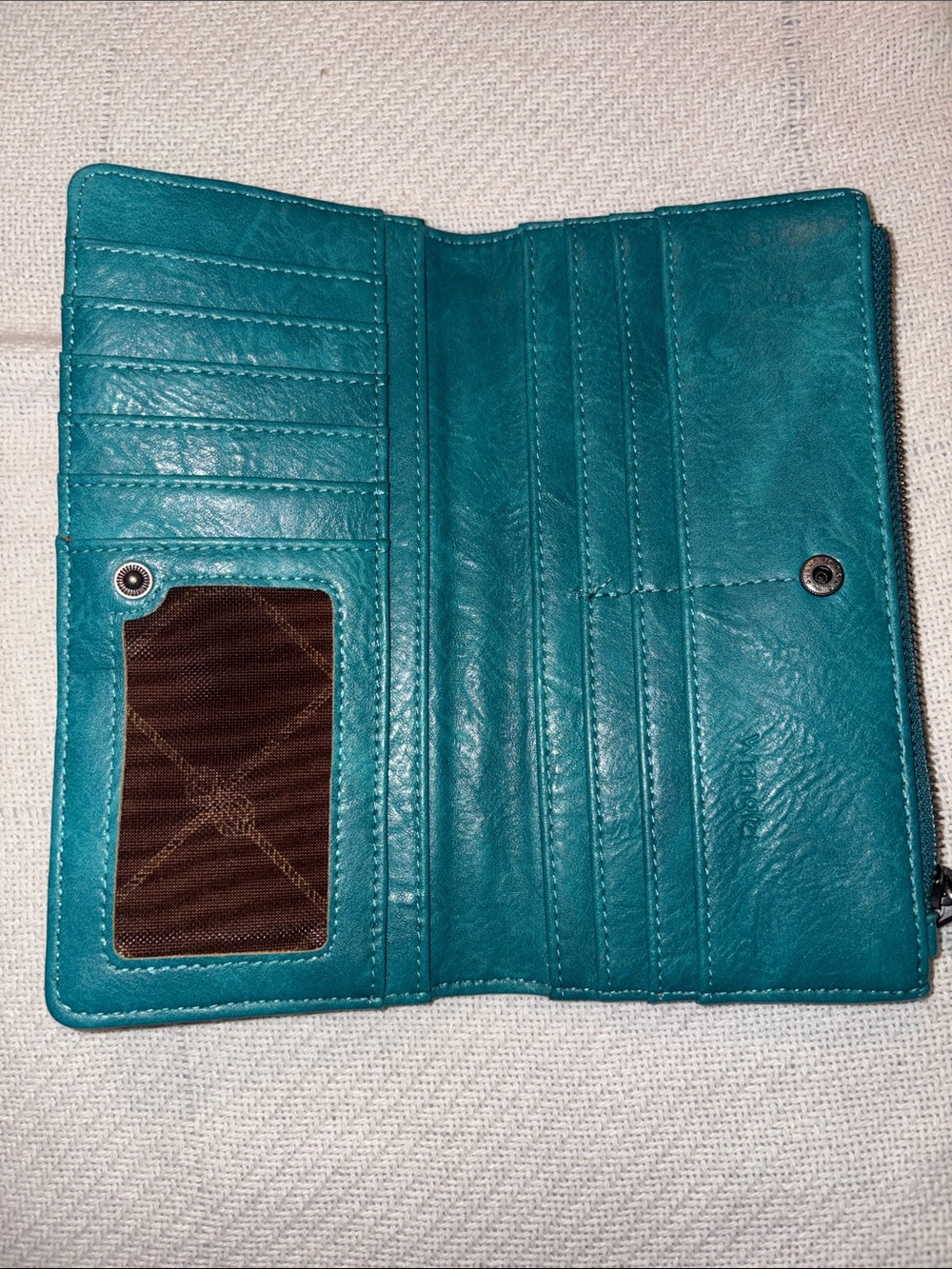 Wrangler Teal Chevron Zip-Around Wallet - Picture 3 of 4